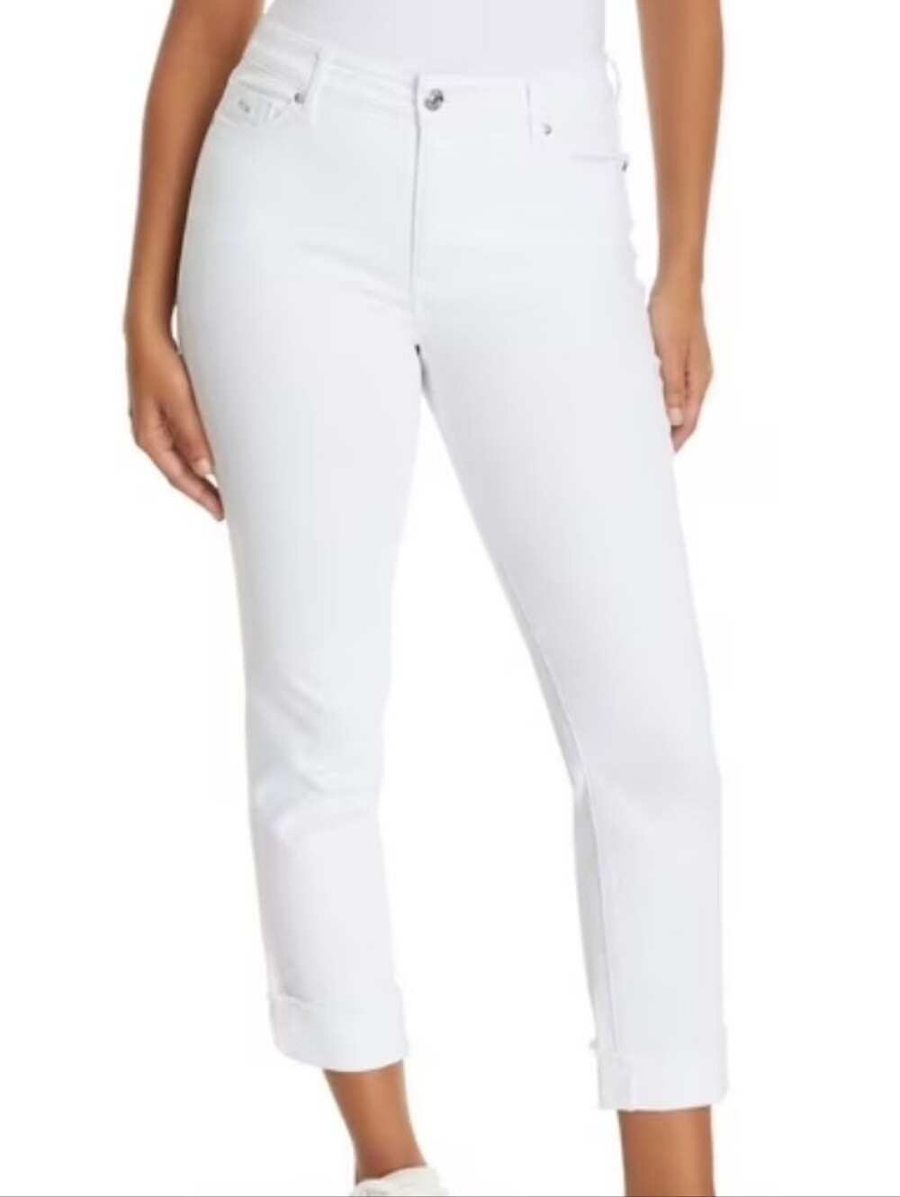 Women's White Cropped Stretch Jeans